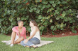 Woman having a conversation in the park