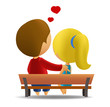 Couple teenagers sitting on the bench Couple teenagers sitting on the bench
