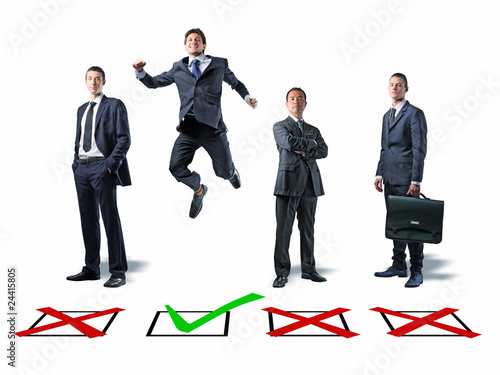 Photo : happy jumping man won selection happy jumping man won selection