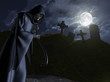 The Grim Reaper Stalks a Cemetery