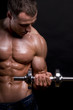 Muscular man with dumbbells. Muscular man with dumbbells.
