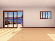 intérieur d'appartement vide vue mer