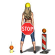 young and sexy woman says: please stop. 3D rendering with clippi young and sexy woman says: please stop. 3D rendering with clippi
