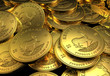 Goldmünzen (Krügerrand) - Closeup Goldmünzen (Krügerrand) - Closeup