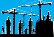 Großbaustelle mit blauem Hintergrund