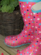 Pink polka dot wellington boots