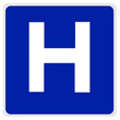 road sign - hospital blue