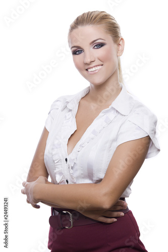 smiling young woman isolated on white background smiling young woman isolated on white background