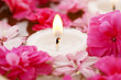 Spa therapy, flowers in water with candles