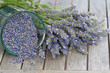 Lavender with seeds on a wooden table