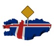 warning sign on Iceland map flag illustration