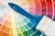color palette and brush with blue handle color palette and brush with blue handle
