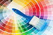 color palette and brush with blue handle color palette and brush with blue handle