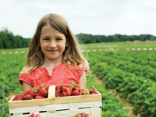 Photo: Girl with basket strawberry Girl with basket strawberry