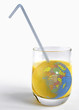 Model of planet Earth in Cold drink Glass, Concept