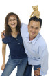 A happy man and woman couple in love isolated