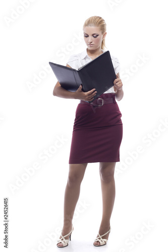 young beautiful woman holding a folder
