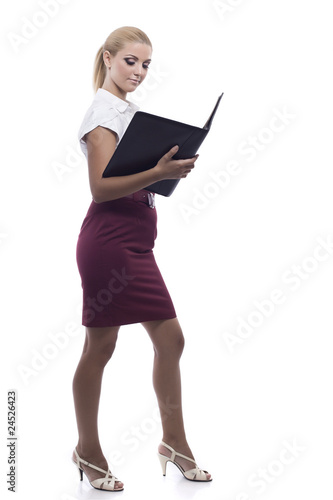 young beautiful woman holding a folder