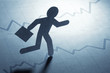 Abstract businessman running
