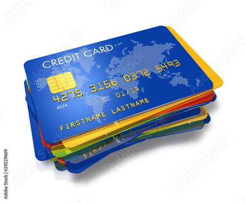 Illustration: stack of multi colored credit cards stack of multi colored credit cards