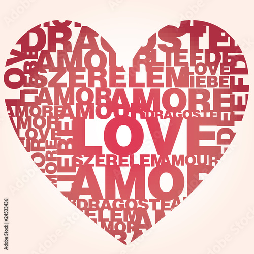 Vector: Valentine heart from love words Valentine heart from love words