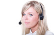 bright picture of friendly female helpline operator