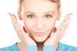 woman showing hands with polished nails