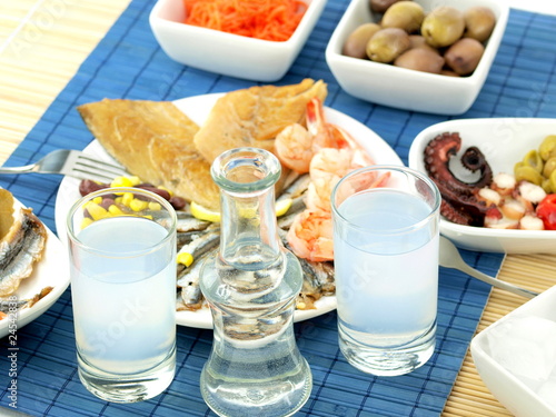 Photo: Seafood and ouzo Seafood and ouzo