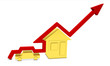 RED Bar graph showing the growth of human welfare