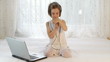 Little girl with headphones