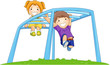 Children On Monkey Bar In The Park