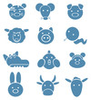 Icons of cute animals, funny horoscope.
