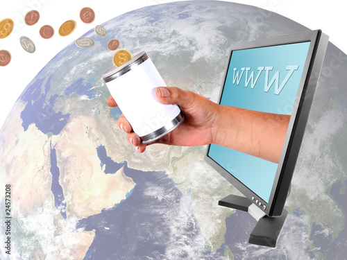 Photo: Donating different currencies through internet Donating different currencies through internet