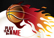 Designed basketball banner with stylized shapes.