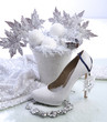 woman shoe in christmas decoration
