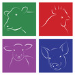 Silueta estilizada de animales para carne