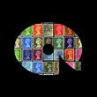 Letter Q From Used Postage Stamp showing Queen Elizabeth.