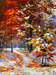 Road to autumn wood
