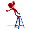 3d male icon toon character falls from the ladder. 3D rendering