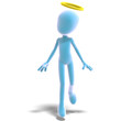 3d male icon toon character is an angel. 3D rendering with clipp