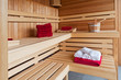 Interior of a wooden sauna