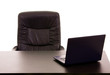 Laptop in a office desk, on white background