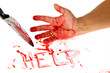 Messer mit Blut. Kriminalität. Tatwaffe eines Mordes.