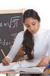 Indian college student woman studying math exam