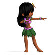very cute hawaiin cartoon girl is dancing for you. 3D rendering