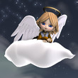 cute cartoon angel with wings and halo. 3D rendering with clippi
