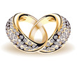 Gold vector wedding rings and diamonds