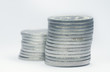 Stack of coins , blue toned photo