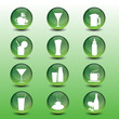 restaurant green icon collection vector set