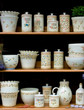 A shelf with a painted ceramic, industrial arts A shelf with a painted ceramic, industrial arts
